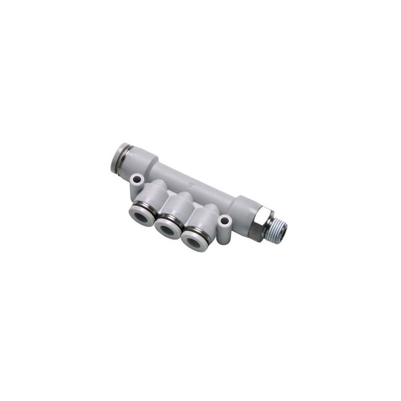 PKD10-803 Male reducer triple branch fitting-gray- PT3/8